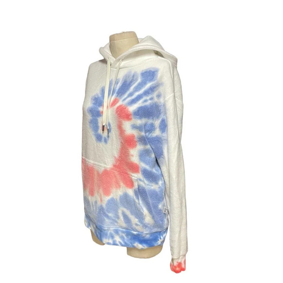 FEAT BlanketBlend Tie Dye Americana Red White‎ Blue Unisex Men's Hoodie Small - Picture 4 of 9